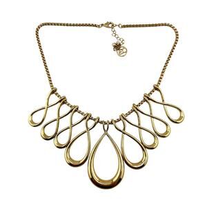 Erica Lyons Modern Contemporary Twisted Gold Tone Rings Statement 21" Necklace